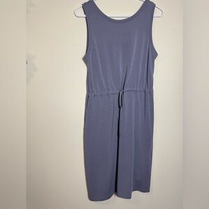 Columbia Blue Light Midi Dress Sleeveless Casual Pockets Drawstring Size XS
